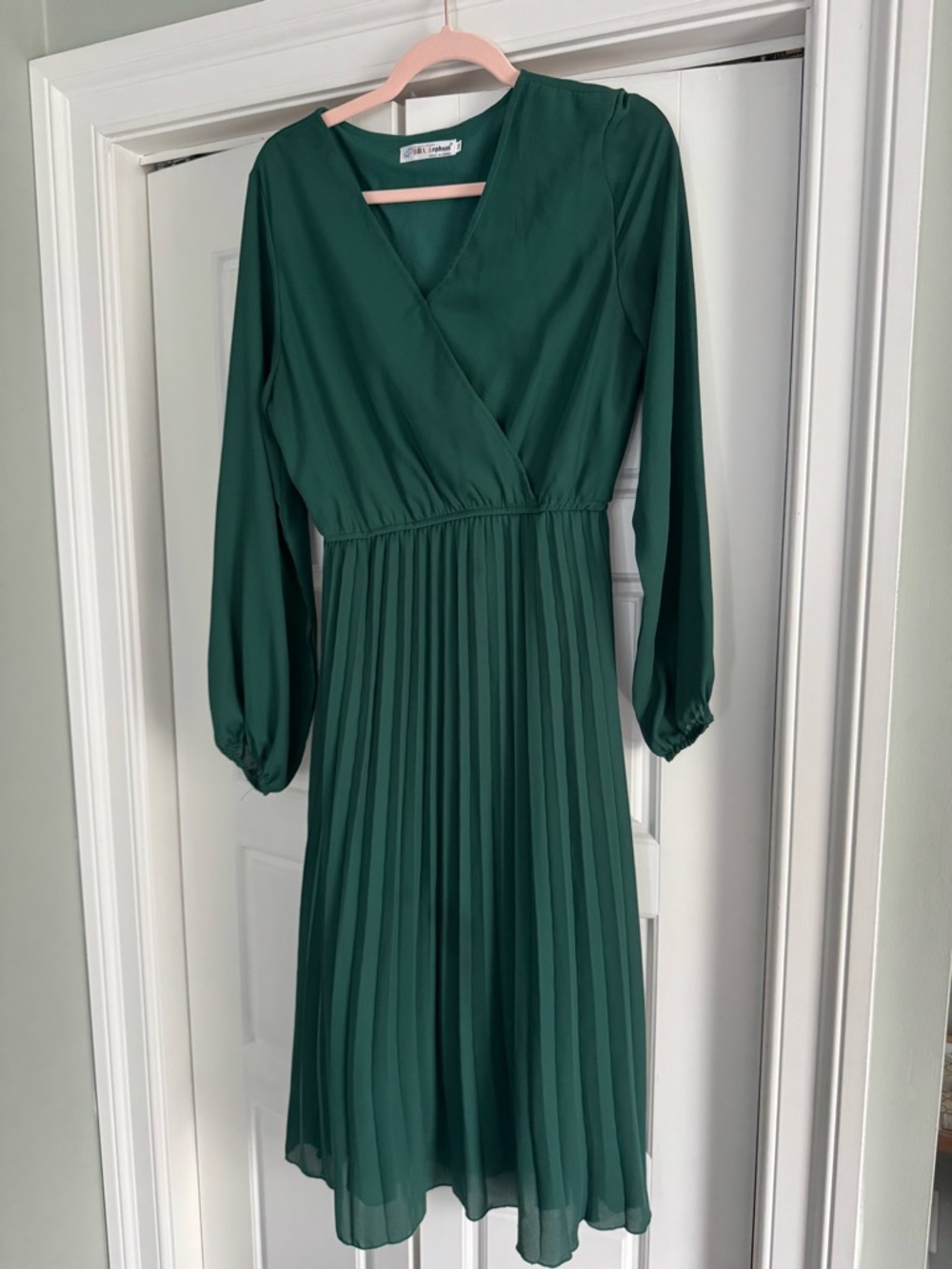 Green Pleated Wrap Midi Dress - Classic Women's Dress